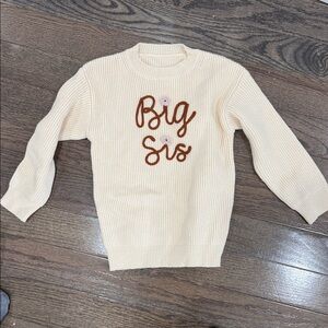 Big Sis Cream Knit Sweater for Kids